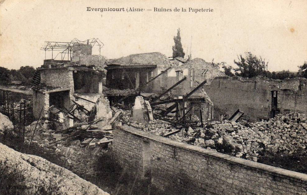 Evergnicourt papeterie rasée en 1914
